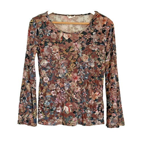 Womens sheer top floral - top, xs