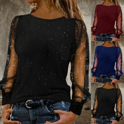 Damen glitzer langarm - glitzer, shirt