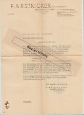 Konvolut E. & P. Stricker Fahrradfabrik Brackwede-Bielefeld 1950 Karte Umschlag