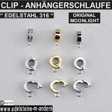 Edelstahl Schmuck Vario Clip Klapp Anhänger Schlaufen Ketten Armbänder Leder DIY