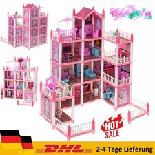 4-stöckiges, 11 Zimmer, DIY-Zimmer, riesiges Barbie-Puppenhaus-Spielset mit LED