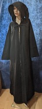 LARP Umhang Mantel schwarz mit Ärmeln und Kapuze Baumwolle 150 cm Neu