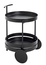 Haku Servierwagen Rund Schwarz Teewagen Beistellwagen Küchenwagen Metallwagen 