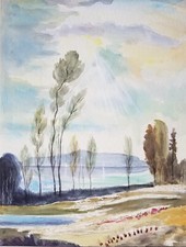 Aquarell: Herbst-Landschaft am