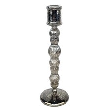 Kerzenständer 29cm Glas silber Kerzenleuchter Kerzenhalter Bauernsilber vintage