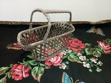 Korb Flaschenhalter gekreuzte Garne aus versilbertem geflochtenem Metall Vintage