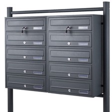 Postfach Briefkastenanlage Postkasten Freistehend Dunkelgrau 10er Breit Bituxx