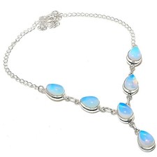 Opalit Edelstein Handmade 925 Sterlingsilber Schmuck Halsketten Größe 45.7cm