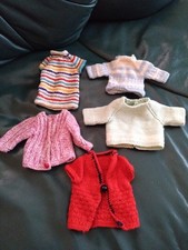 Puppenkleidung - 5 Teile - Hand gestrickt - DDR 70er Jahre