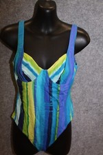 BADEANZUG SCHWIMMANZUG GRÖSSE 38 - 40 (3) BLAU GELB GESTREIFT MIT BÜGEL RASUREL