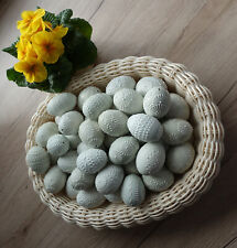 Ostereier handbemalt Wachsbossiertechnik 4 St naturgrün mit/ohne Aufhänger 