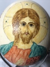 Straußenei, Osterei,  handbemalt, 17 cm