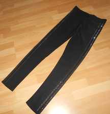 Trendy schwarze Winter Leggings/Hose Strass-Streifen "Antonio" Gr.L/XL Neu