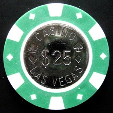 5 CASINO LAS VEGAS Nevada,USA  Laser Silberglanz Jeton Spielwert $25/ 5 Stk