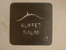 Metallschild,Buffetraum,V2A,Metall,Schild,Hinweisschild,Anzeigentafel,gebraucht