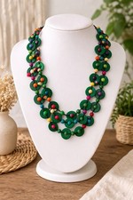 Boho Halskette Holz Perlen