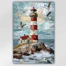 Blechschild leuchtturm mit - leuchtturm,