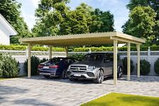 Doppelcarport 6x5 m Carport Garage Holz Unterstand Flachdach Pfosten 12x12 cm