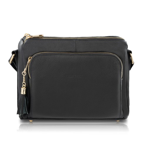 Schwarze leder posttasche - schwarze, leder-posttasche