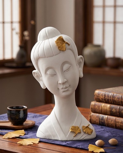 Buddha kopf statue deko - kopf, weiß
