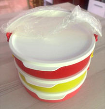Tupperware  Klick & Go 3 x 880ml rund Pausen-Set + Griff Picknick,Schule RARITÄT