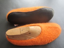 Hausschuhe Filz Pantoffel Schlappen 39 Handarbeit FILZI Ledersohle orange
