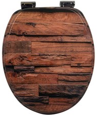 sanicomfort MDF WC Klo Toiletten Sitz Deckel Brille Softclose Holz antik