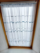 Spanngardine Dachfenster 137cm x H 98cm Gardine Weiß Blau Scheibengardinen