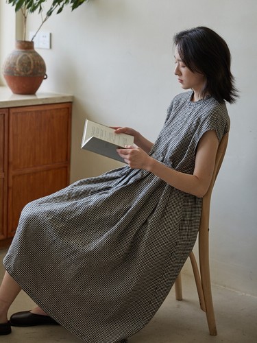 Kleid leinen kariert - kleid, retro