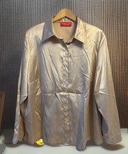 Festliche Satin-Bluse  Gr. 50 Beige Damenbluse Hemd von Mona Lisa Neu