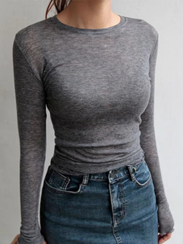 Damen langarm basic - basic, t-shirt
