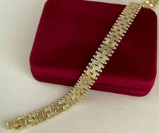 Luxus Armband 9mm Panzerkette 585er Gelbgold 14K vergoldet 19cm Unisex