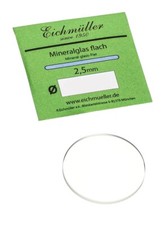 Uhrenglas Ersatzglas Mineralglas Flach 2,5 mm Stärke Ø 20 - 40 mm Eichmüller