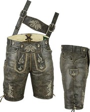 kurze Trachtenlederhose mit Träger aus Rind-Nappaleder Plattlerhose Lederhose