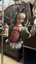 ANTIKES LÜSTERWEIBCHEN UM 1900 HEILIGE BARBARA HOLZ POLYCHROM GEFASST GEWEIH