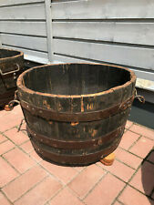 BKW60+BG MINITEICH AUS WHISKYFAß HOLZFAß PFLANZENKÜBEL BLUMENKÜBEL PFLANZSCHALE