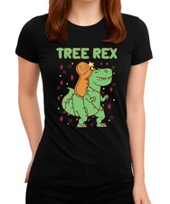 Tree Rex lustiges Weihnachtsmotiv – Dino mit Lebkuchenmann, Weihnachtslichter, w