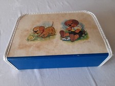 Vintage - Kinderkoffer aus Pappe mit Hundemotiven