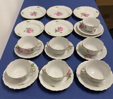 Teeservice mit Tellern 6- bzw. 7-teilig Meissen Wildrose Goldrand Rote Rose 