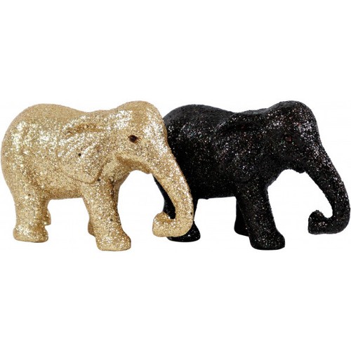 Elefant/Deko-Figur/schwarz/Gli