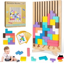 Tetris Holz Tangram Kinder Pädagigisches Spiel bunt Holzpuzzles Formen Spie LOVE