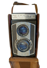 Vintage Welta Weltaflex TLR-Kamera Fotoapparat mit Lederetui DDR 50er Jahren