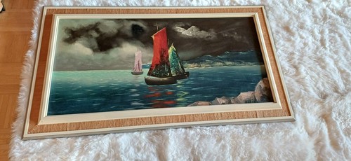 Großes ölgemälde segelboot - großes,