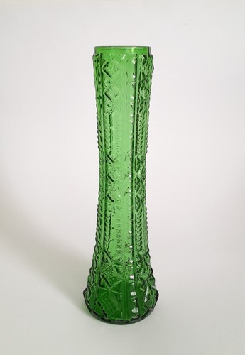 Glas vase grün schlank muster - schlank,