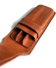 Etui für 3 Füller Kugelschreiber Bleistift Schreibgeräte Braun Echt Leder