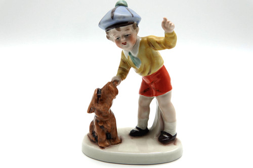 Alte porzellanfigur junge mit - porzellanfigur,