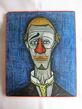 Kunstdruck auf Platte -  "Clown" Bernard Buffet 1955 - 26 x 21 cm