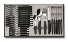 VICTORINOX Tafelbesteck Besteck 24-teilig Besteckkasten Messer schwarz 6.7233.24