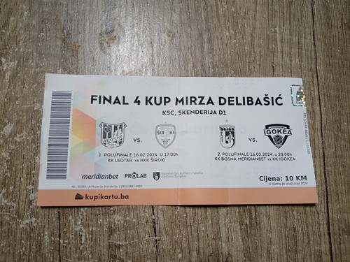Bosna igokea ticket - kk, bosna-kk