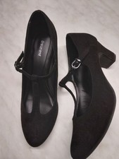 Wildleder Pumps Trachtenschuhe Schuhe High Heels Gr. 39 schwarz Absatzhöhe ca. 5